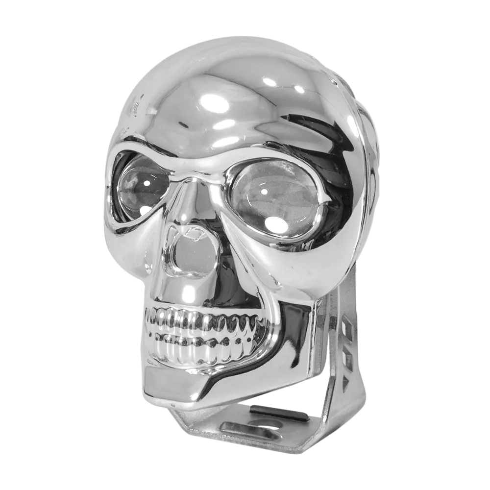 Faro Explorador Calavera Cromado 2 Led Luz Dual Amarilla + Blanco Prunuz 1