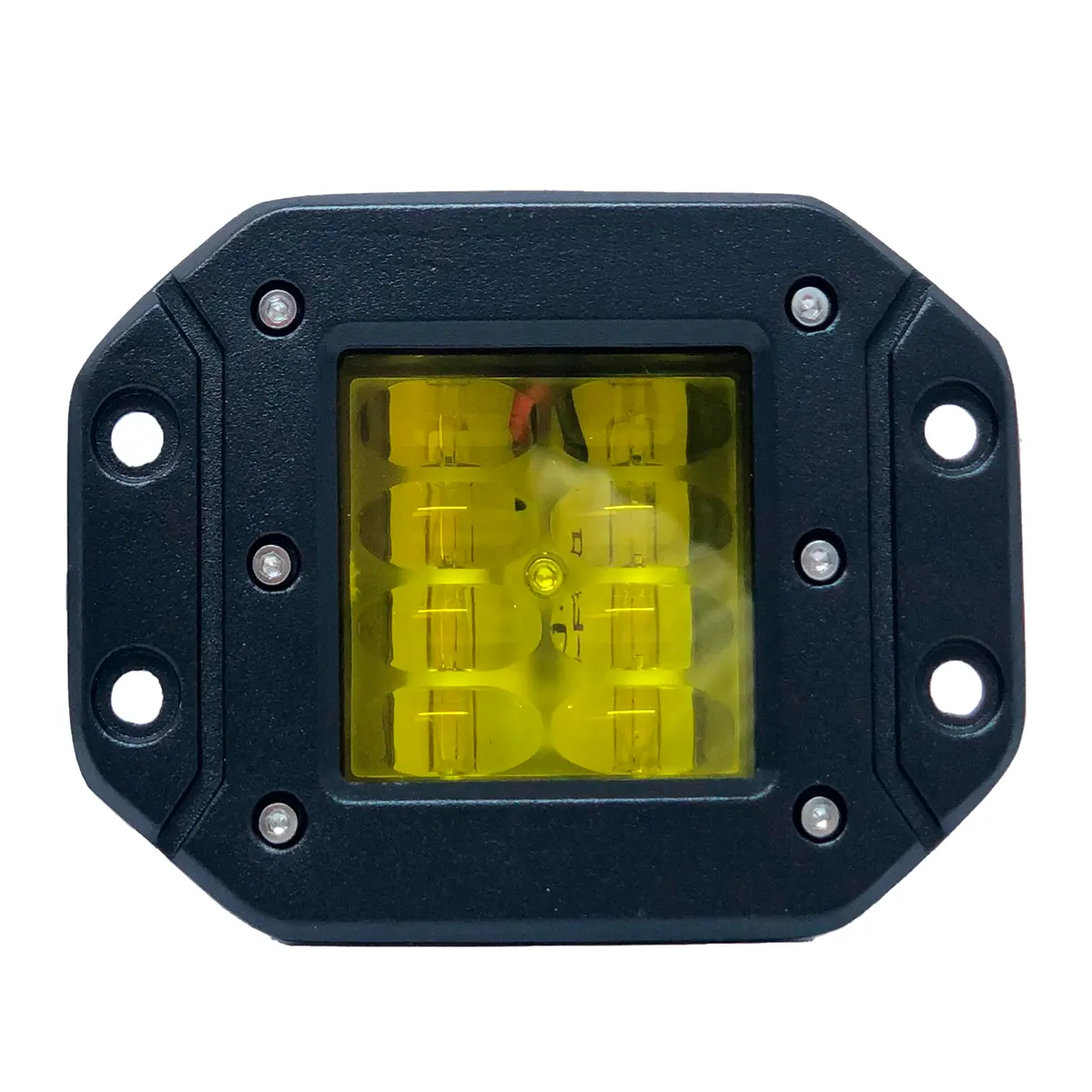 Faro Neblinero Cuadrado Lupa Luz 8 Led (Jr-24B-24W) Mica Amarilla 1