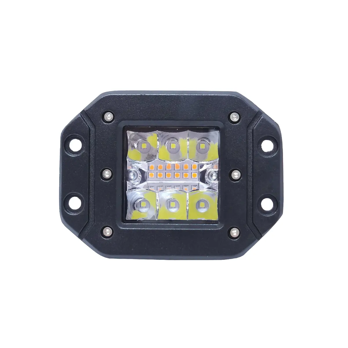 Faro Neblinero Cuadrado Dual 12 Led (Jr-24-39W) Empotrable Blanca/Amarillo 1