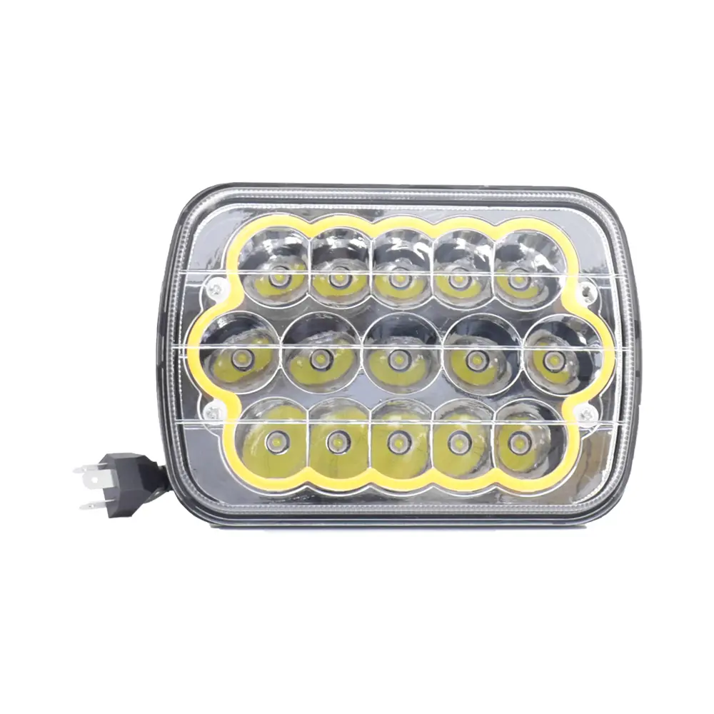 Faro Delantero Liso 7" 15 Luz Led Neón (Jr-460-45W) Blanco Contorno Ambar 1