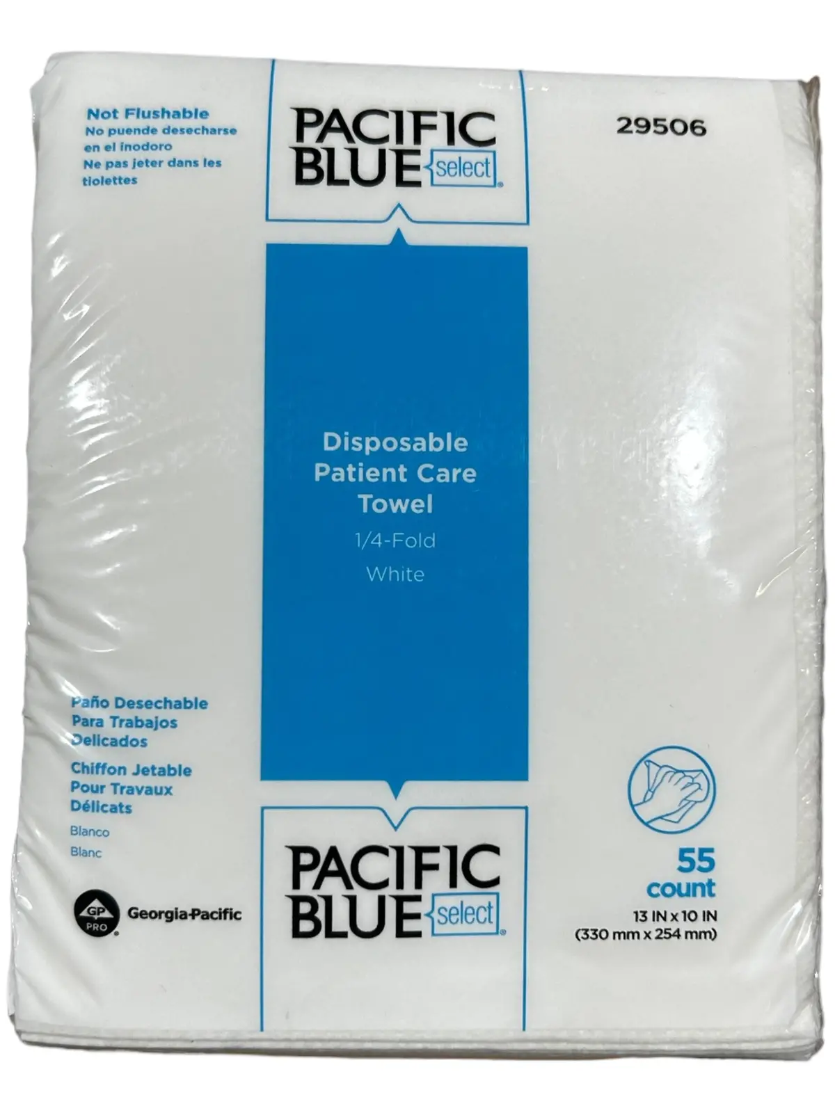 Georgia Pacific, Blue Pacific, 29506, 1/4- Fold Paper Disposable Dry Wipe 1