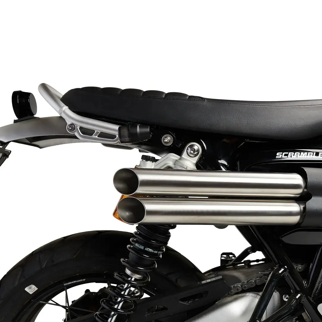 British Customs Slash Cut Shotgun Slip On Exhaust - Triumph Scrambler Xe / Xc 2019-2023 2