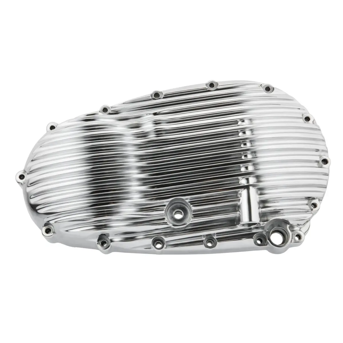 Motone Ribbed Clutch Side Engine Cover - Polished Finish 2