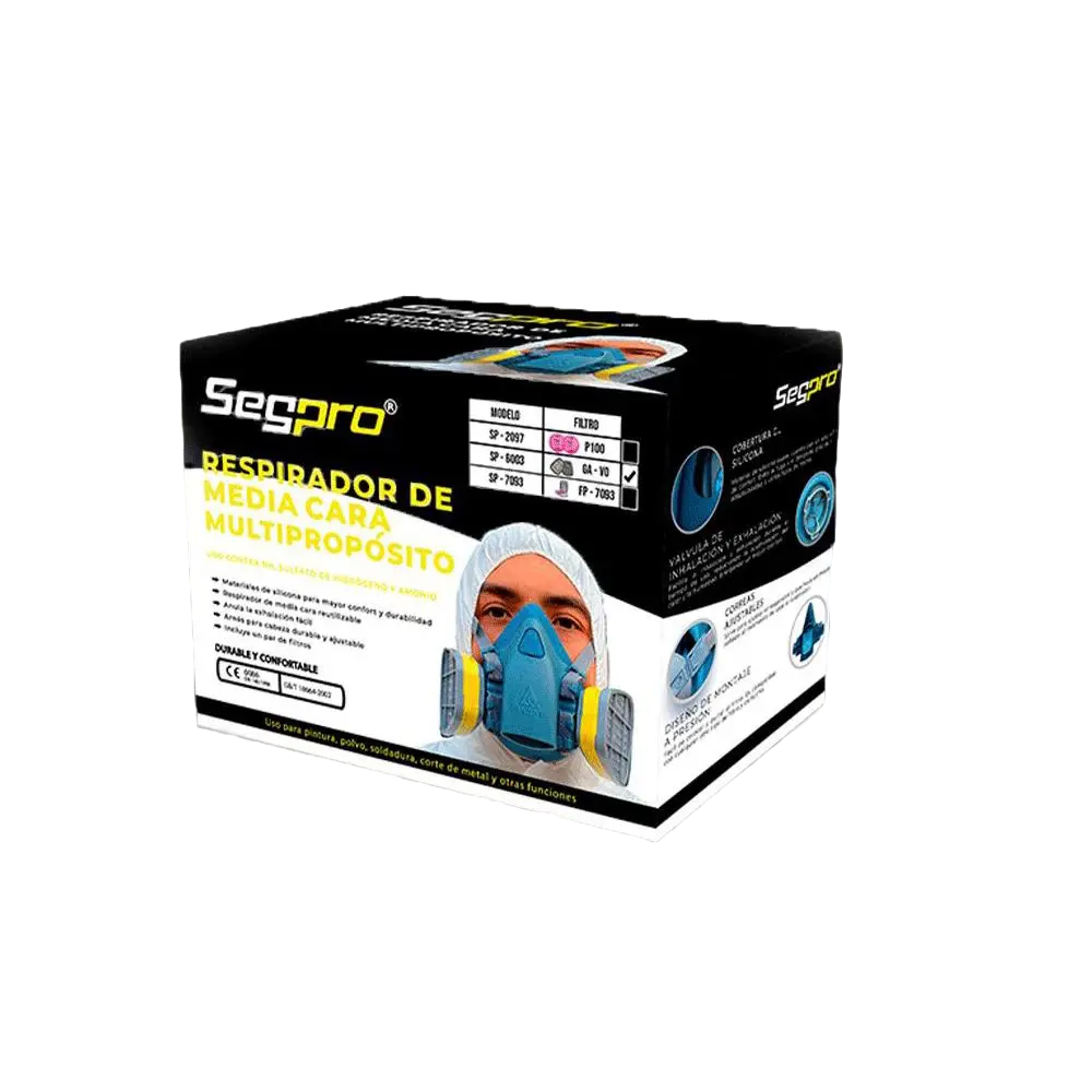 Respirador De Media Cara Con Cartuchos Kirsm Sp6003 Segpro 1