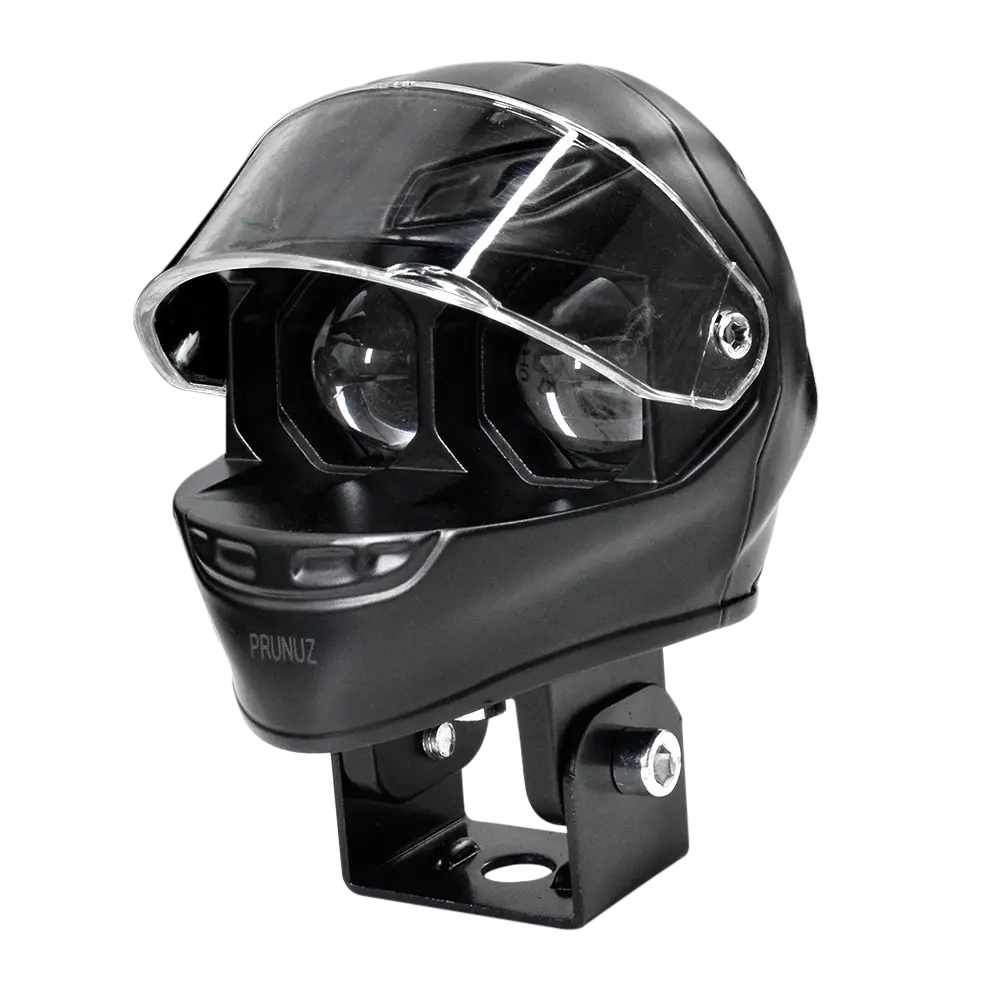 Faro Explorador Casco De Moto Negro Dual Blanco + Amarillo 12/24V Prunuz 1