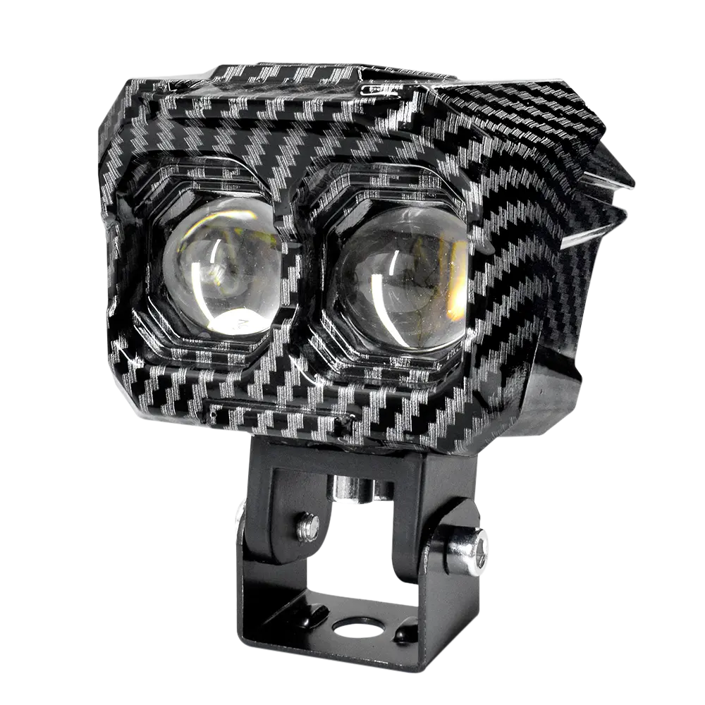 Faro Explorador Animal Print Plomo Cubo 2 Lupa Led Dual Amarillo + Blanco 12/24V Prunuz 1