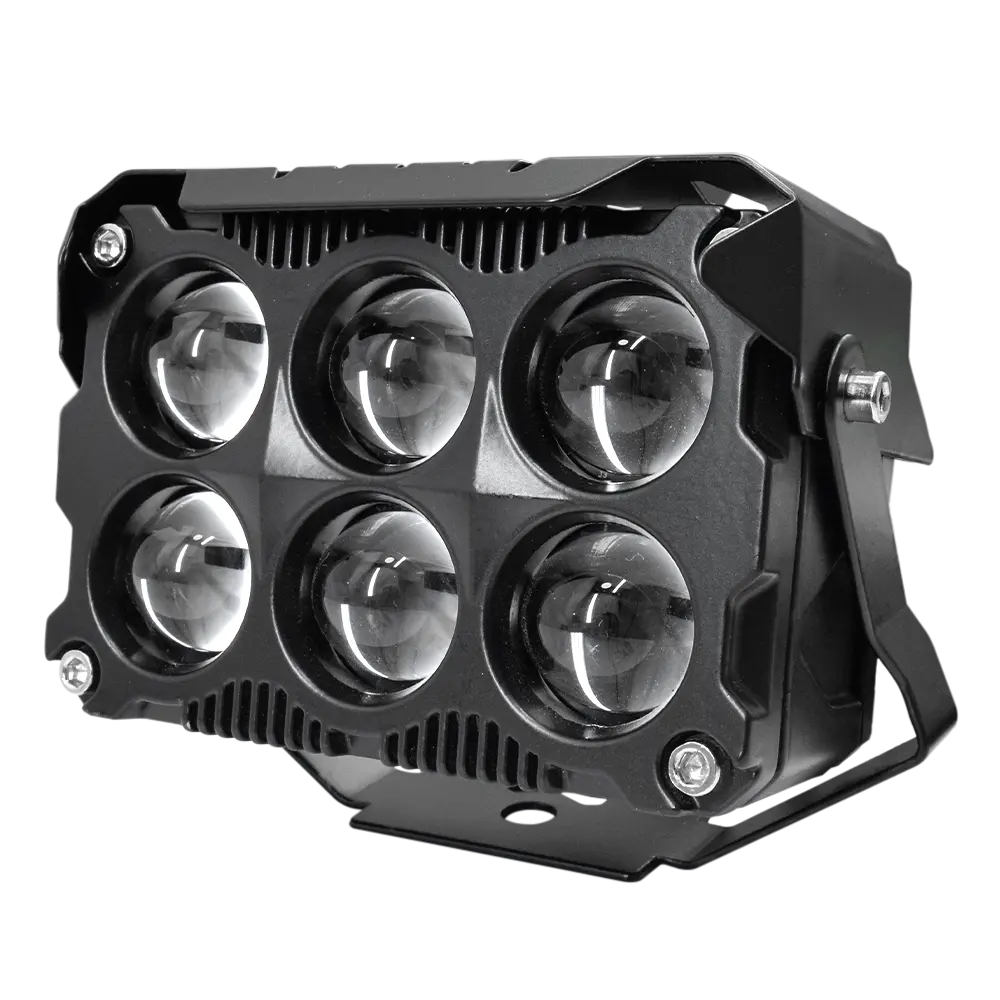 Faro Explorador Cuadrado 6 Lupa Led Dual Amarillo + Blanco 12/24V Prunuz 1