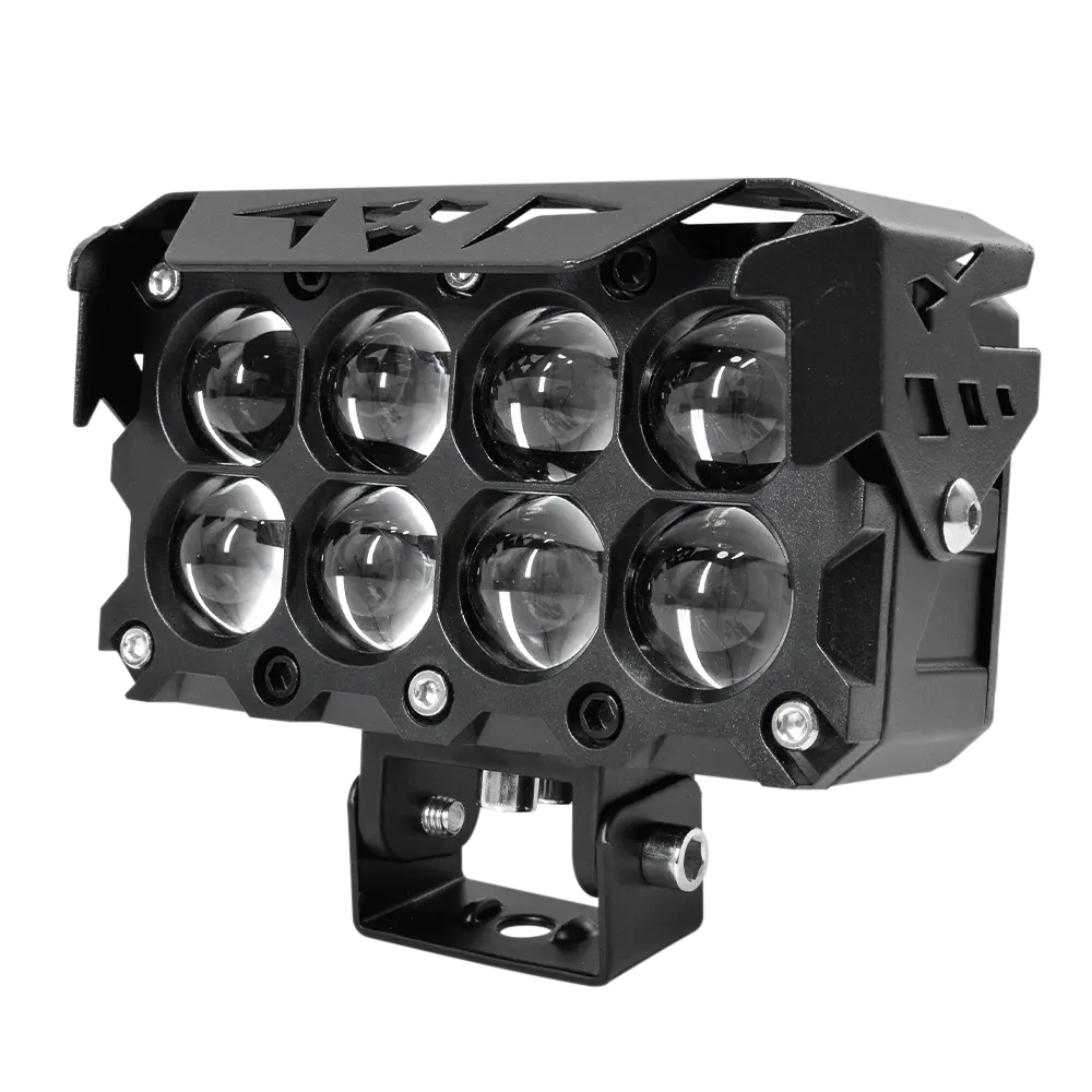 Faro Explorador Cuadrado 8 Lupa Led Dual Amarillo + Blanco 12/24V Prunuz 1