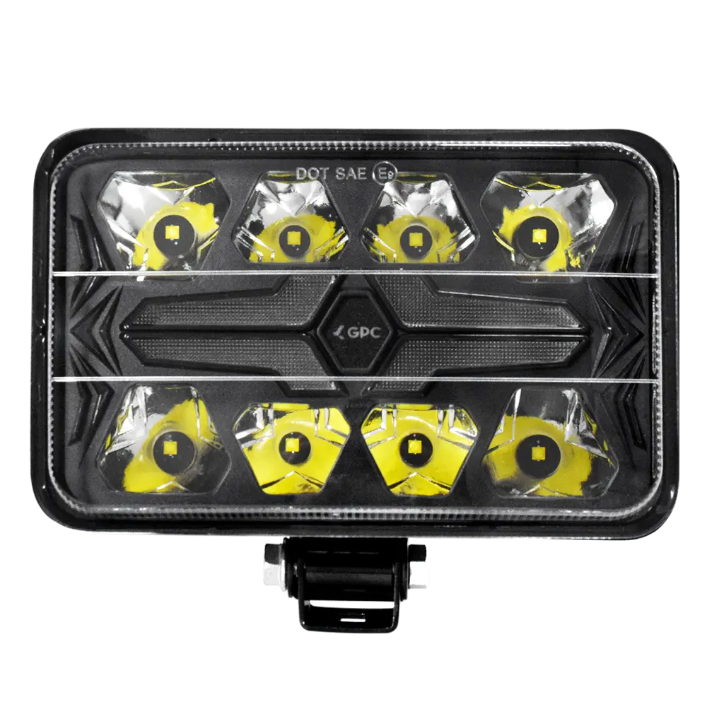 Faro De Trabajo Rectangular 8 Luz Led Blanca Contorno Ámbar Gpc 1