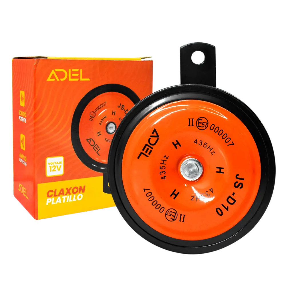 Bocina Claxon Platillo Naranja 12 V Adel 1
