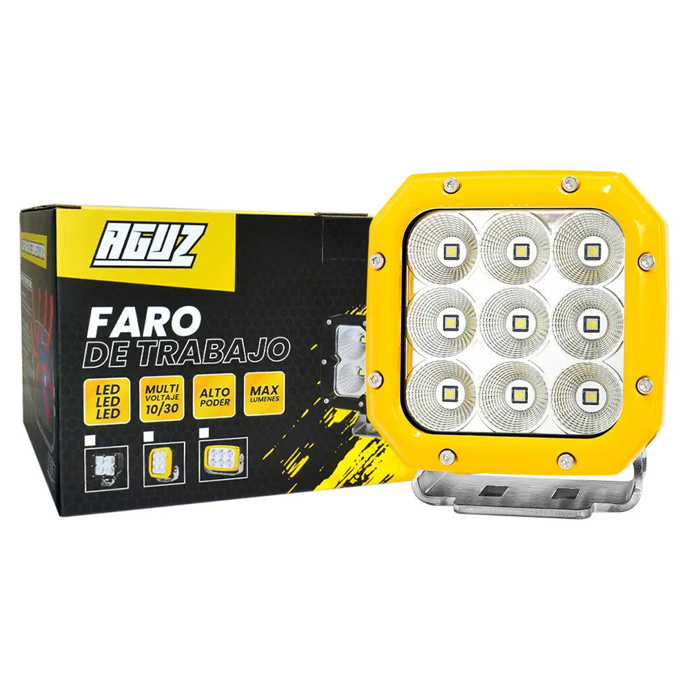 Faro De Trabajo 6" Pesado 9 Led Cuadrado Luz Blanca Aguz 1
