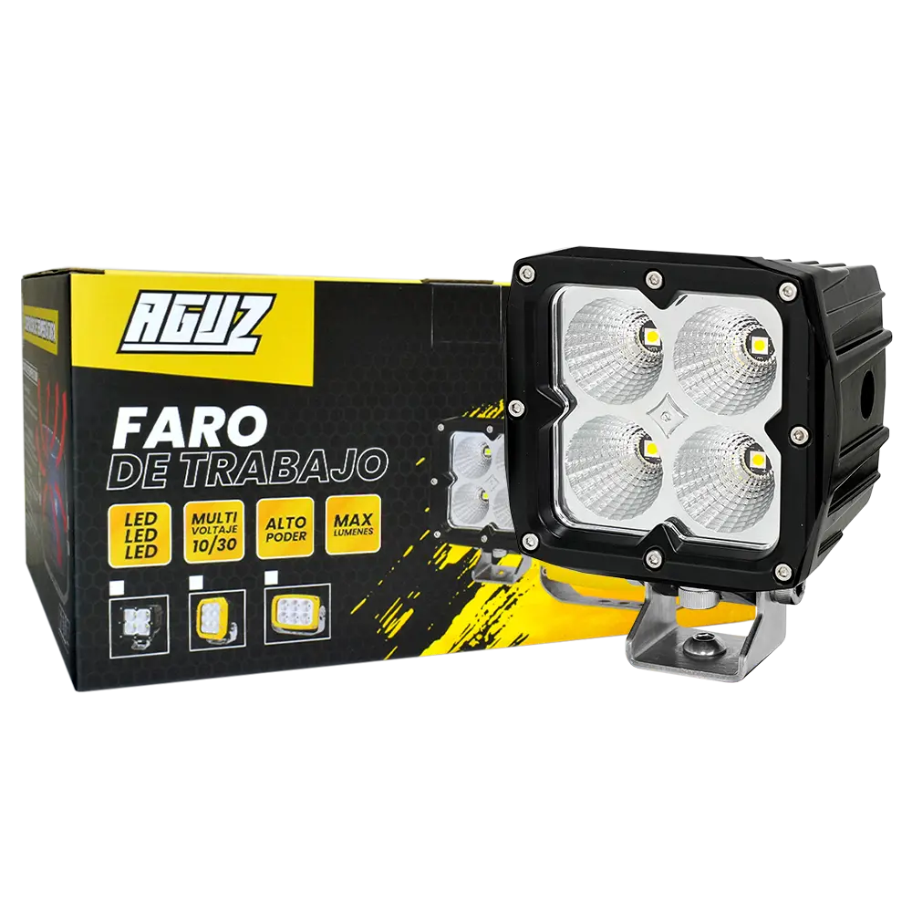Faro De Trabajo 5" Pesado 4 Led Cuadrado Luz Blanca Aguz 1