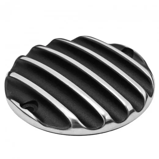 Motone Customs Ribbed Clutch Cover - Black With Polished Fins 2