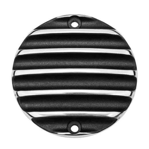 Motone Customs Ribbed Clutch Cover - Black With Polished Fins 1