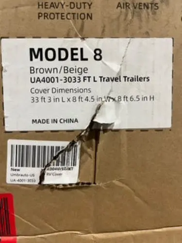 Umbrauto, Travel Trailer, Rv Cover, 30'- 33', Model 8, Brown/Beige 1
