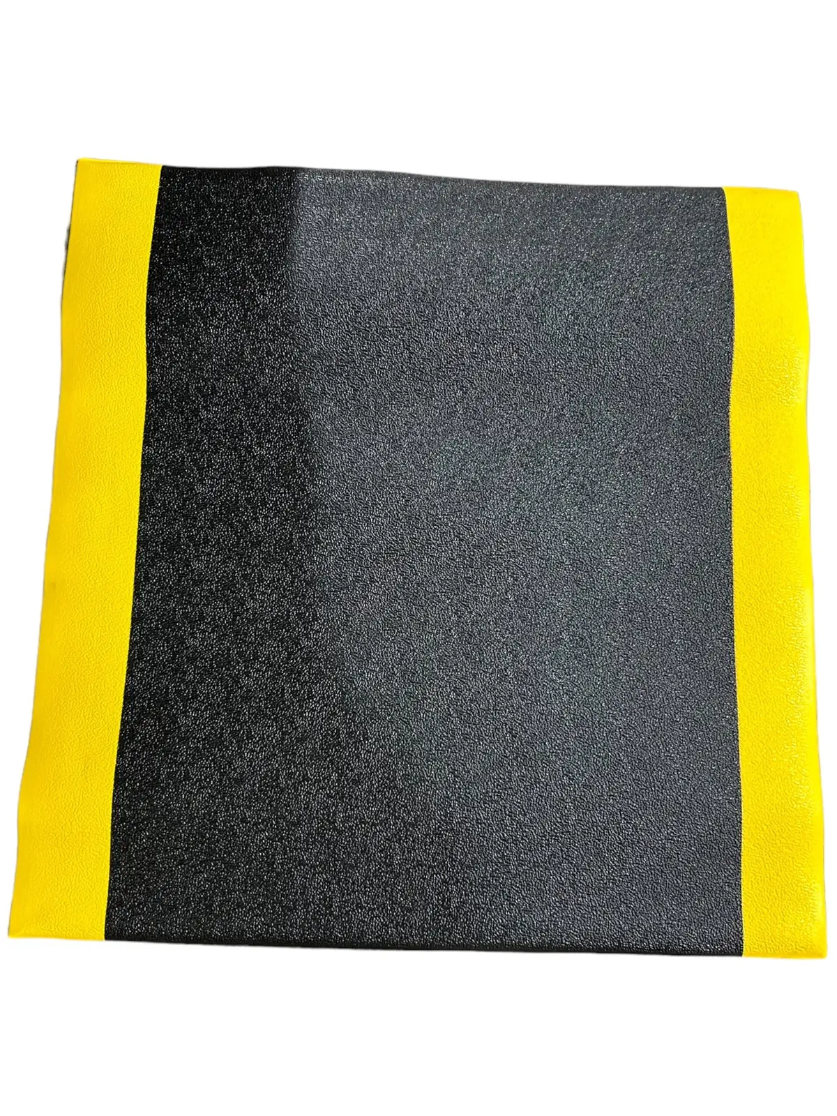 Antifatigue Mat, Pebble, 3 Ft X 3 Ft, 3/8 In Thick, Black With Yellow Border, Pvc Foam, Beveled Edge 1
