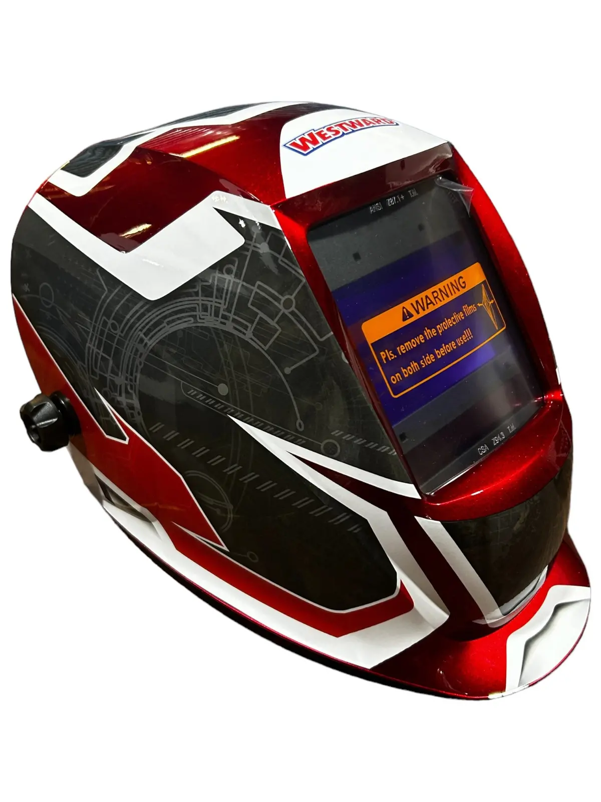 Westward Auto Darkening, Welding Helmet, 44R235, Black/Red/White 1