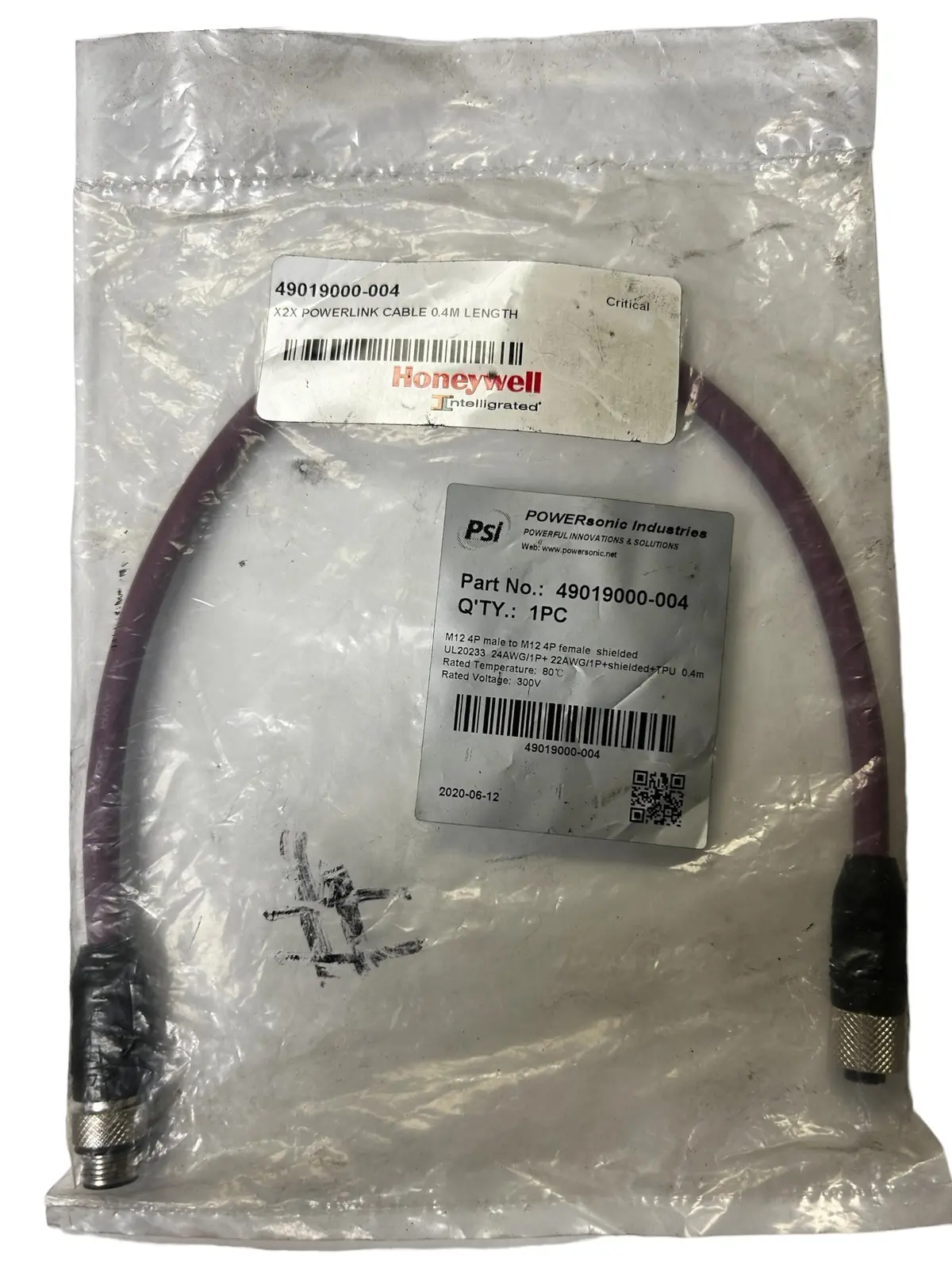 Powersonic Industries, 49019000-004, M12 4P Male To M12 4P Female Cord - New In Original Packaging 1