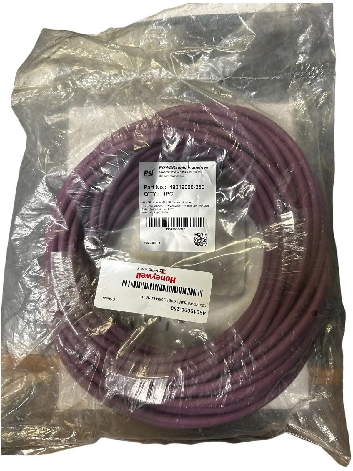 Powersonic Industries, 49019000-250, M12 4P Male To M12 4P Female Cord - New In Original Packaging 1