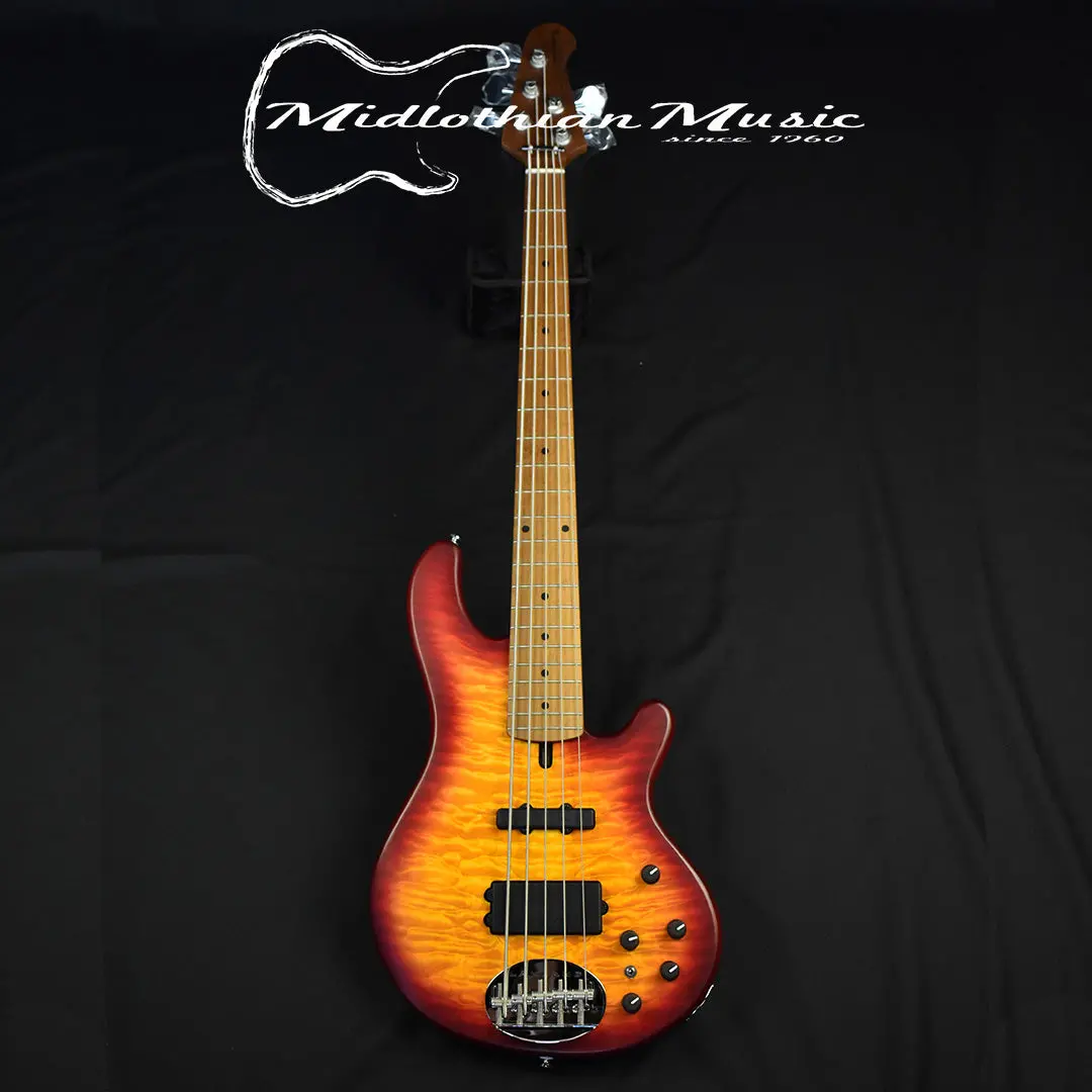 Lakland Skyline 55-02 Deluxe 5-String Bass - Quilted Satin Cherry Sunburst (210911284) W/Free Gator Gig Bag 1