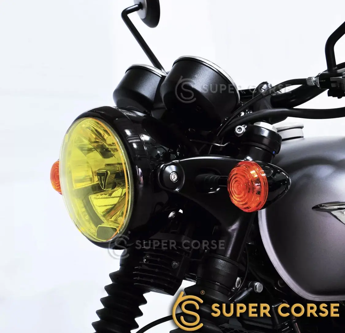 Super Corse Yellow Headlight Protectors - 2016+ Triumph Thruxton R, Bonneville, Street Twin, Street Scrambler 1