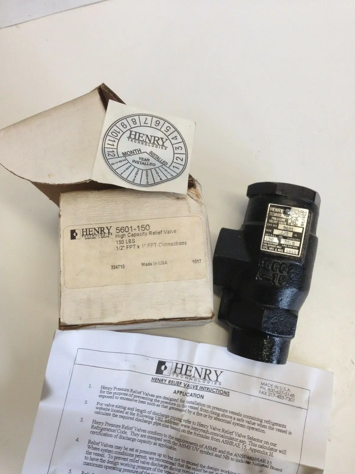 Henry 5601-150 High Capacity Relief Valve 1/2" X 1" Fpt Connections 150 Lbs 1