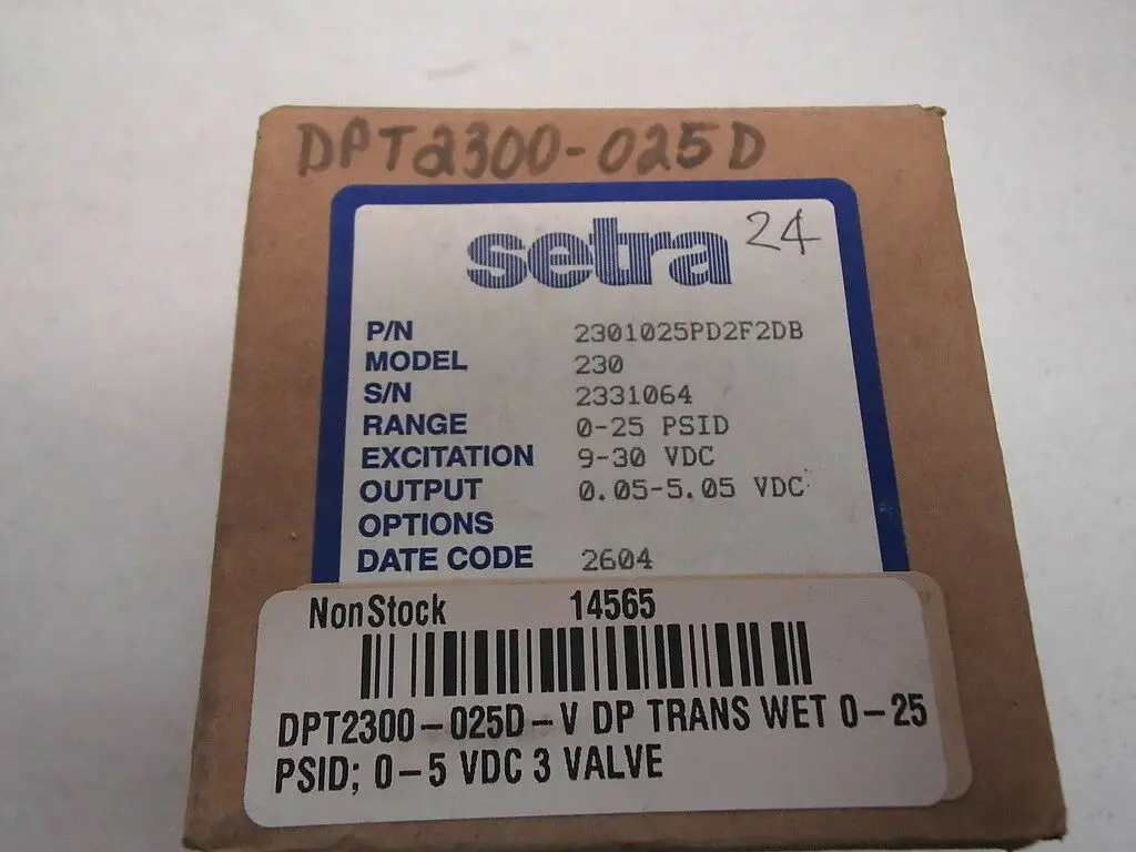 Setra Dpt2300-025D-V Wet/Wet Differential Pressure Transducer 1