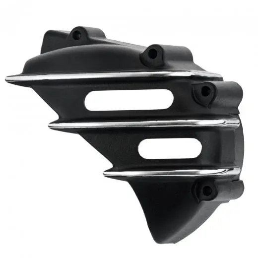 Motone Ribbed Sprocket Cover - Black With Polished Fins 1