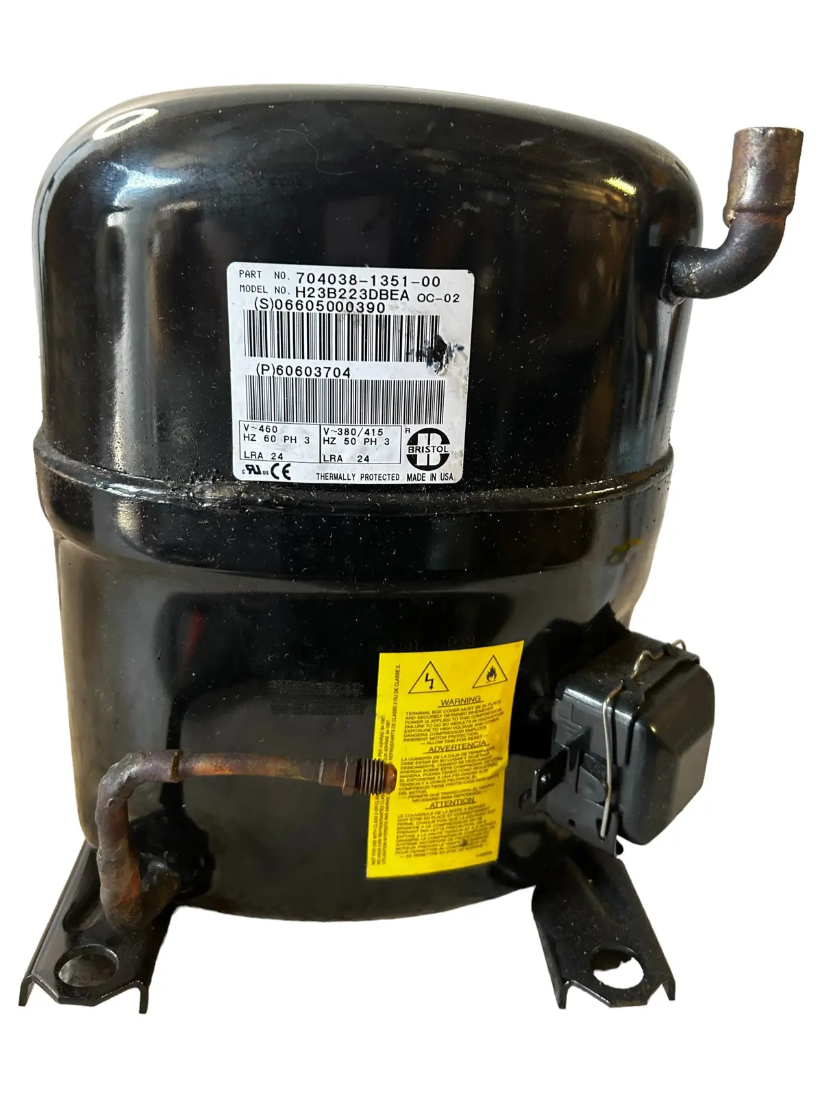 Bristol, H23b223dbea, Mcquay, 60603704, R22, 460V, 22000Btu Compressor - New In Box 1