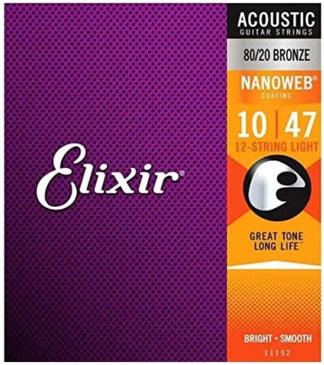 Elixir #11152 - Nano Web - 10-47 Light - 12-String Acoustic Guitar Strings 1
