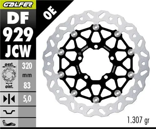 Galfer Floatech Wavy Front Floating Rotor 320Mm – Triumph – Speed Twin, Rocket 3, Scrambler 1200, Speed Triple, Tiger 900 – Df929jcw 1