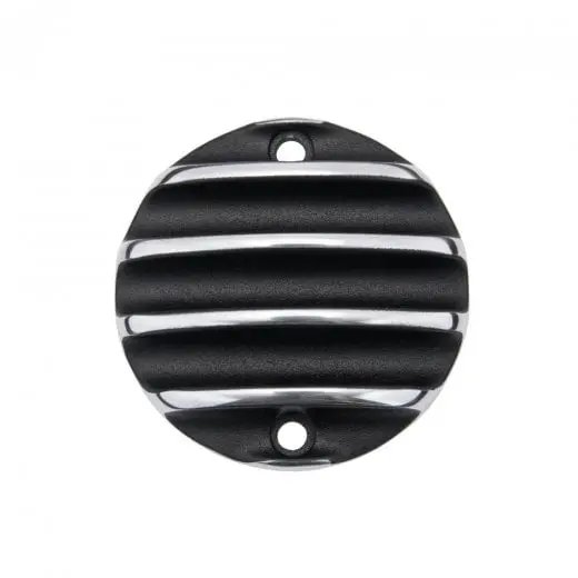 Motone Customs Ribbed Acg Cover - Black W/ Polished Fins 1