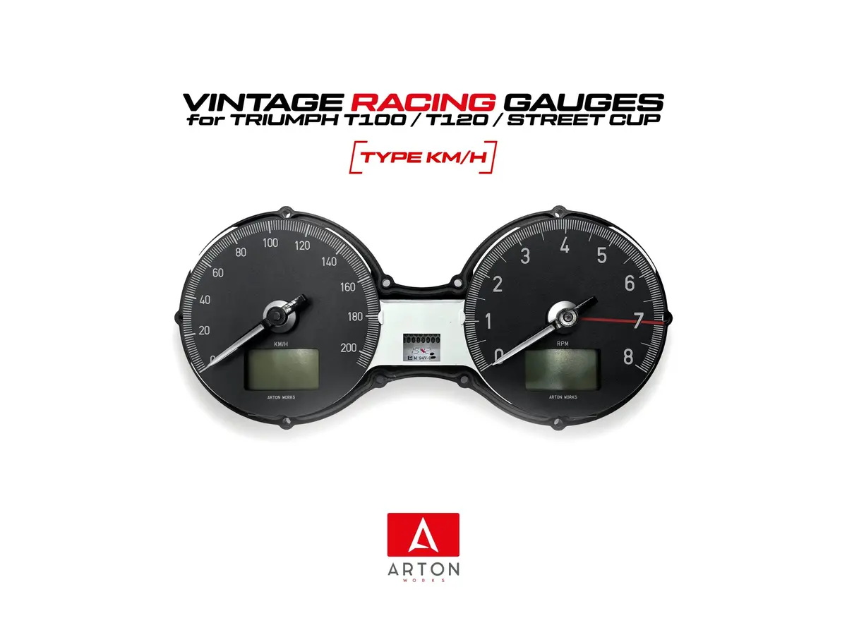 Arton Works Vintage Racing Gauge Face Covers - Triumph Bonneville T100 / T120 2