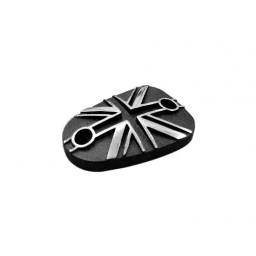 Motone Cast Brake Fluid Reservoir Master Cylinder Cap - Union Jack - Black W/ Polished - Triumph Classics 1