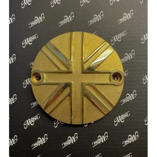 Motone Customs Union Jack Clutch Cover - Solid Brass 1