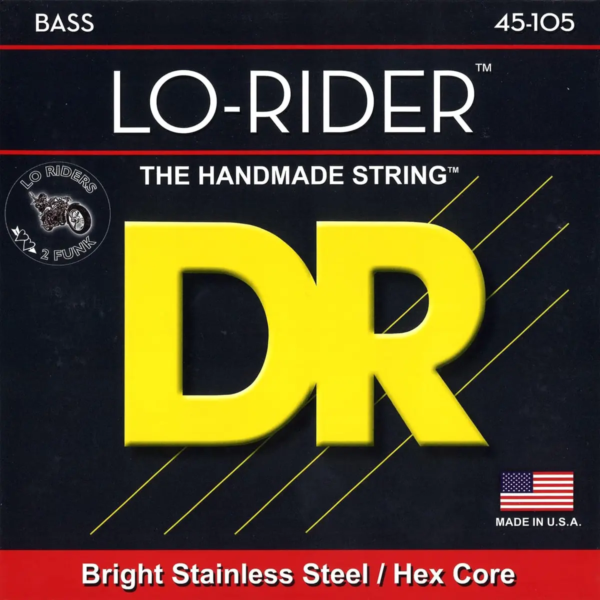 Dr Strings - Lo-Rider - Stainless Steel Hex Core Bass Guitar Strings 45-105 (1 Pack) (Mh-45) 1