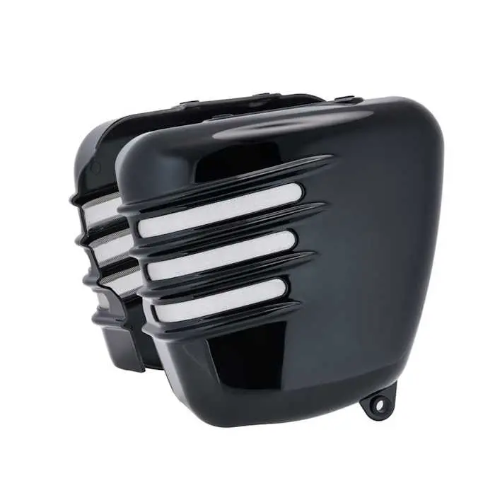 Motone Ribbed Side Covers - 2001-2015 Classics  - Gloss Black 1