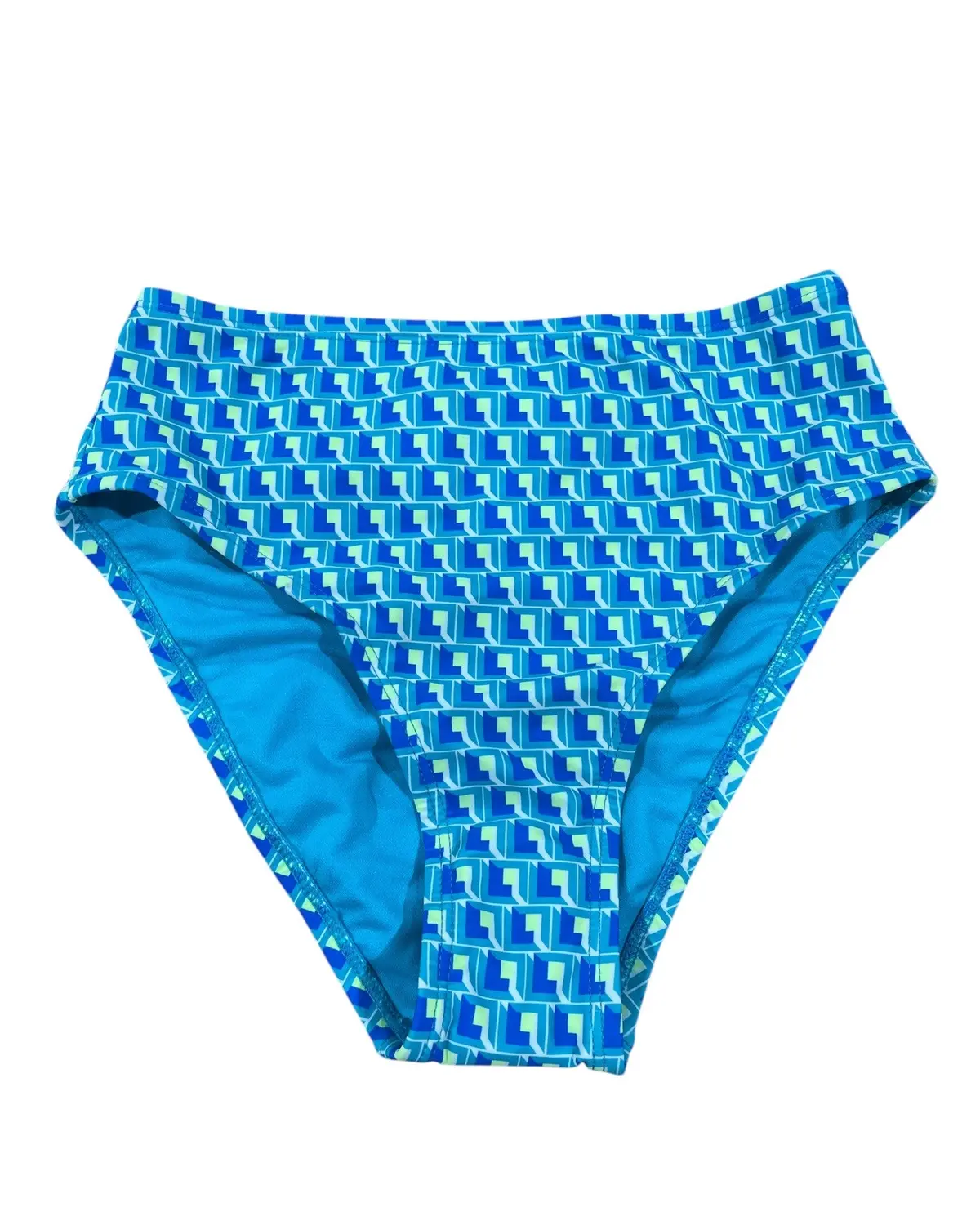 Time And Tru, Women's, High Leg, High Waist, Swim Bottom, Geo Print 1