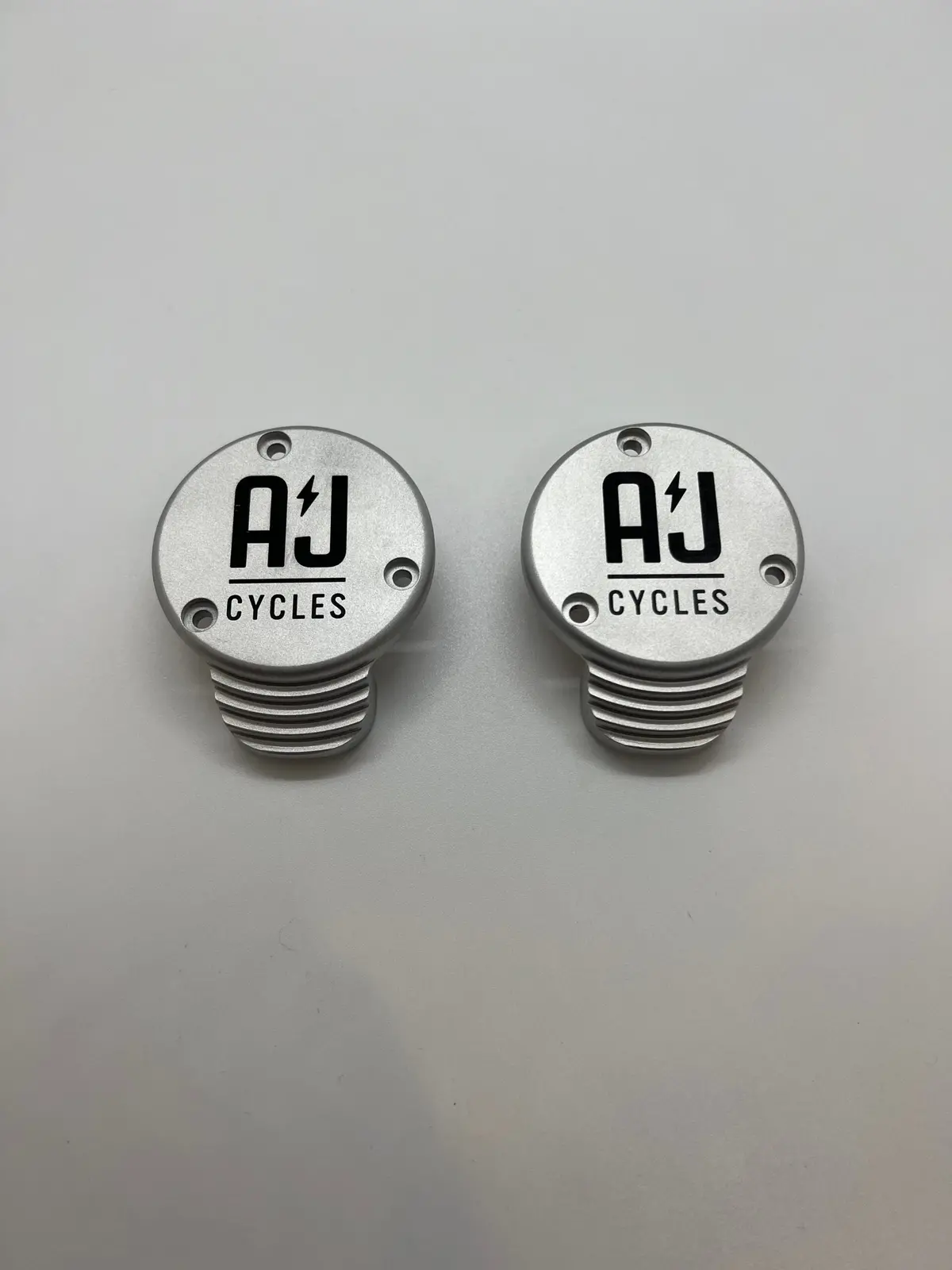 A&J Cycles Logo Throttle Body Covers - Silver 1