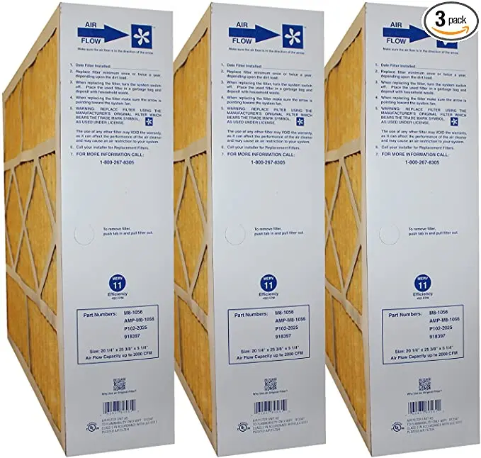 Clean Comfort Amp-M8-1056 20X25x5 (Actual Size: 20-1/4 X 25-3/8 X 5-1/4) Amana & Five Seasons Merv 11 Media Filter (3 Pack) 1