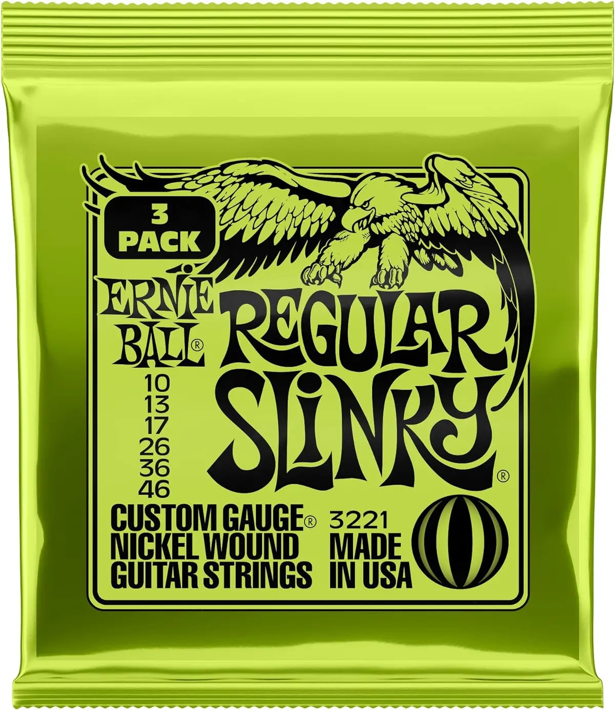 Ernie Ball - Regular Slinky - Nickel Wound Electric Guitar Strings 3-Pack! - 10-46 Gauge (3221) 1