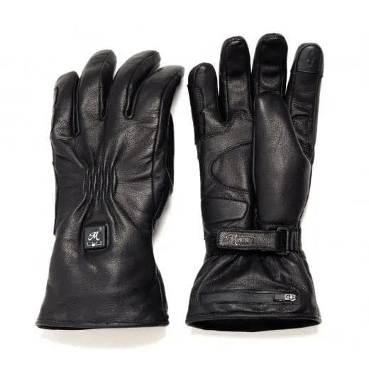 Motone Forno Heated Motorcycle Goatskin Leather Riding Gloves - Black 1