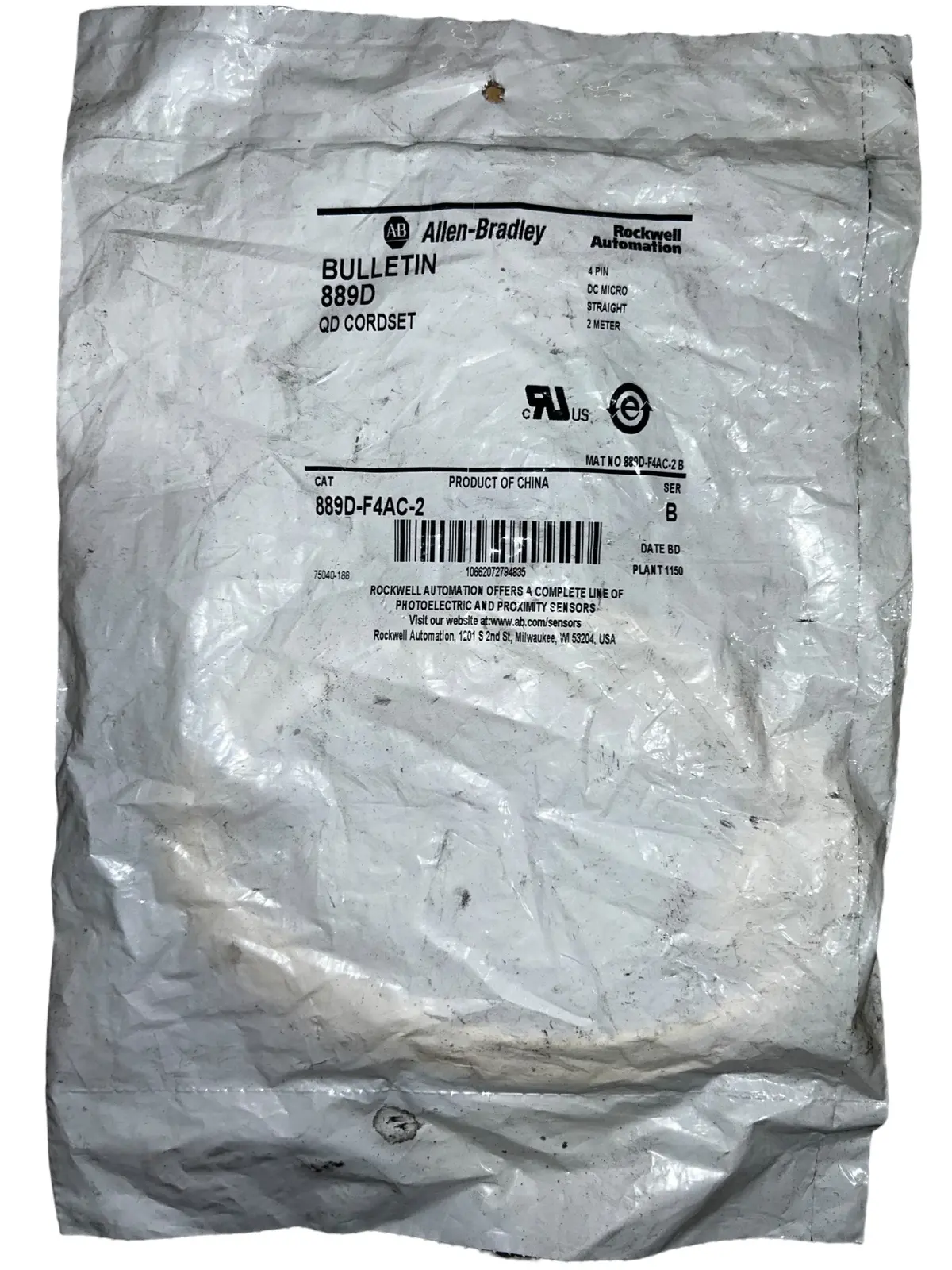 Allen-Bradley, 889D-F4ac-2, Dc Micro Cable, Female, 2M - New In Original Packaging 1