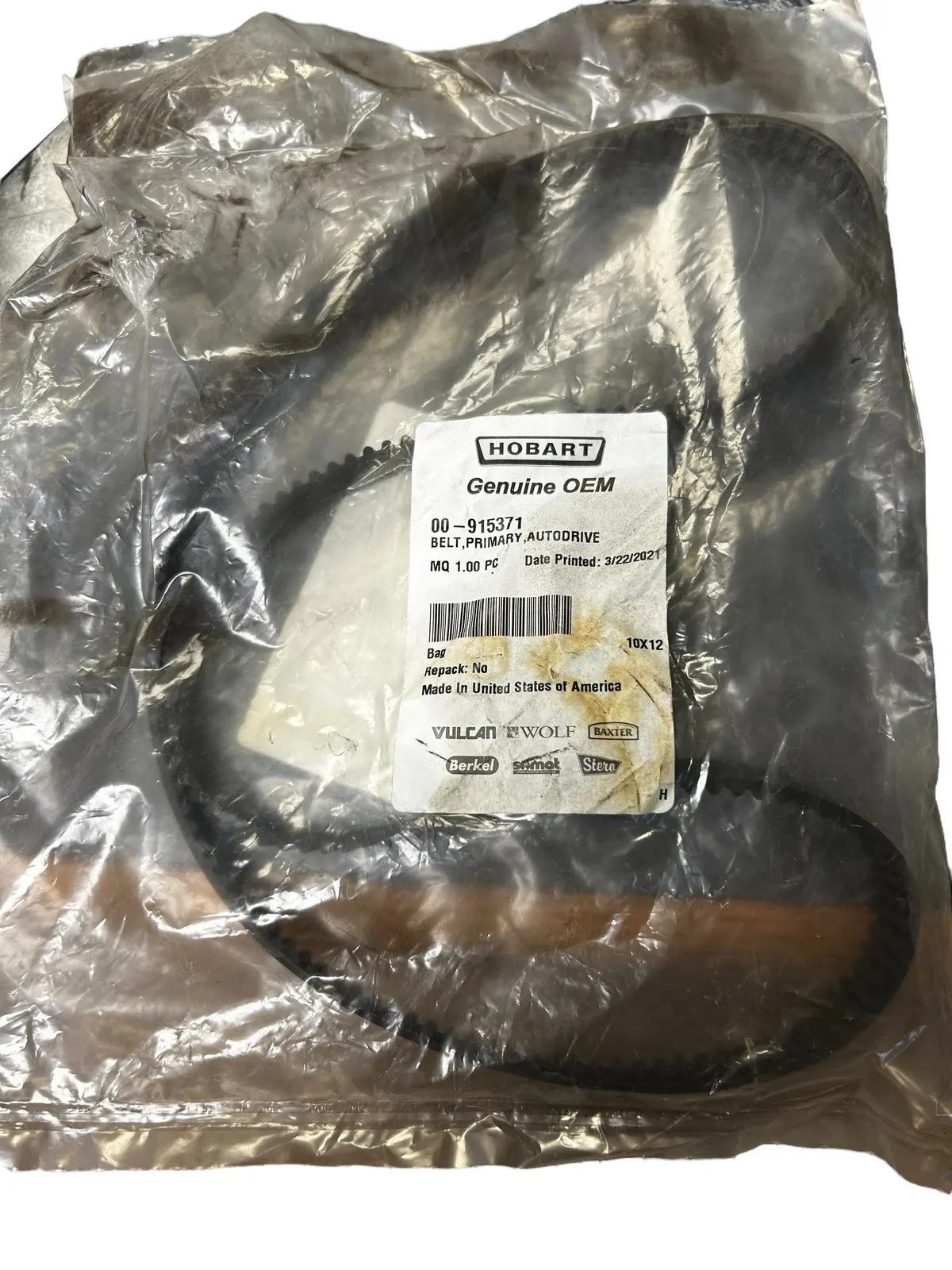 Hobart, Genuine Oem, 00-915371, Belt, Primary, Autodrive - New In Original Packaging 1