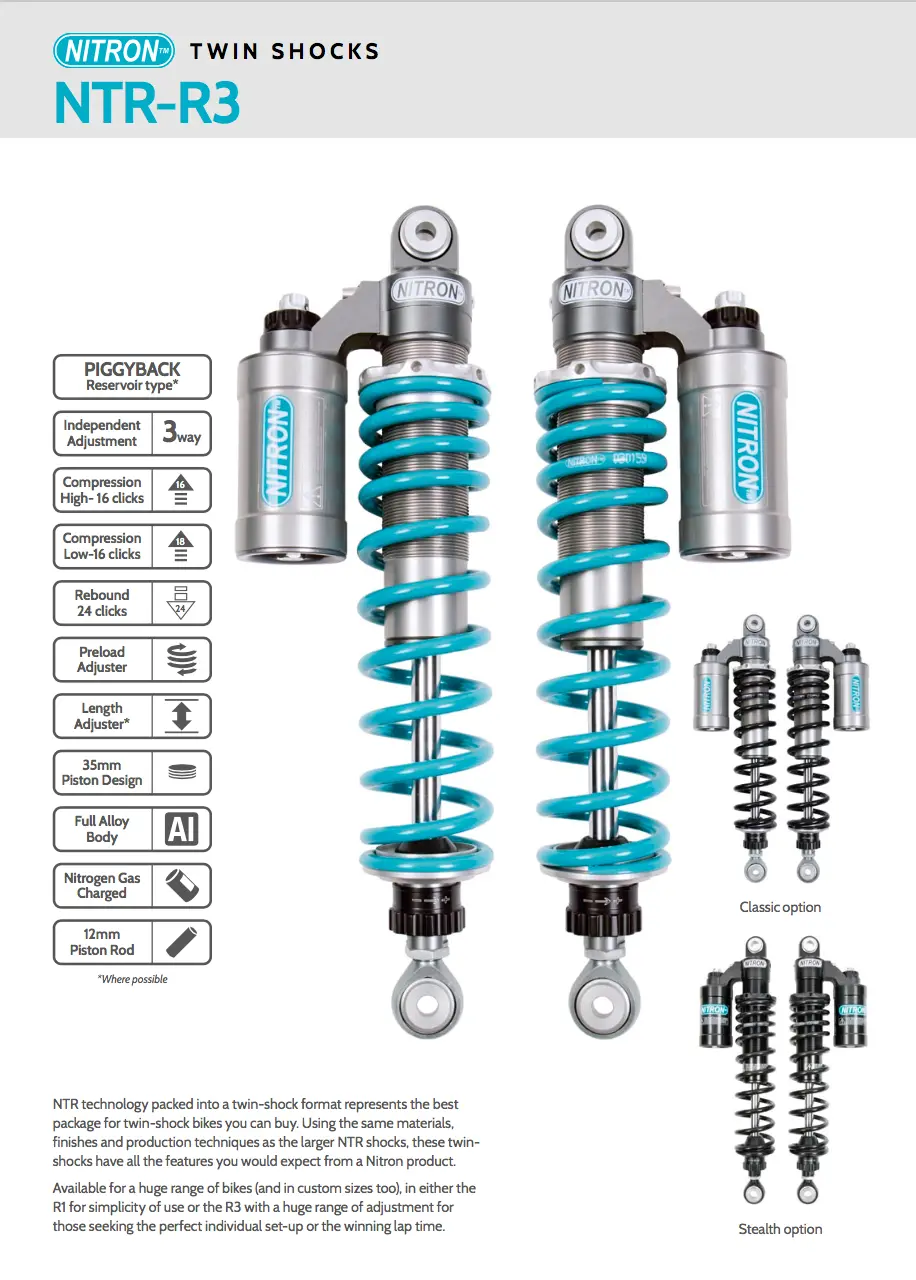 Nitron Ntr R3 Twin Shocks - Indian Scout, Scout Bobber 2