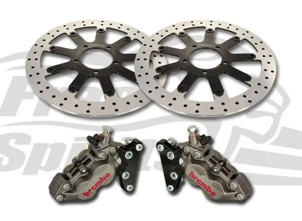 Free Spirits Front Brake Brembo Upgrade Kit With 340Mm Rotors - Bobber Black, Thruxton 1200 And Speedmaster 2