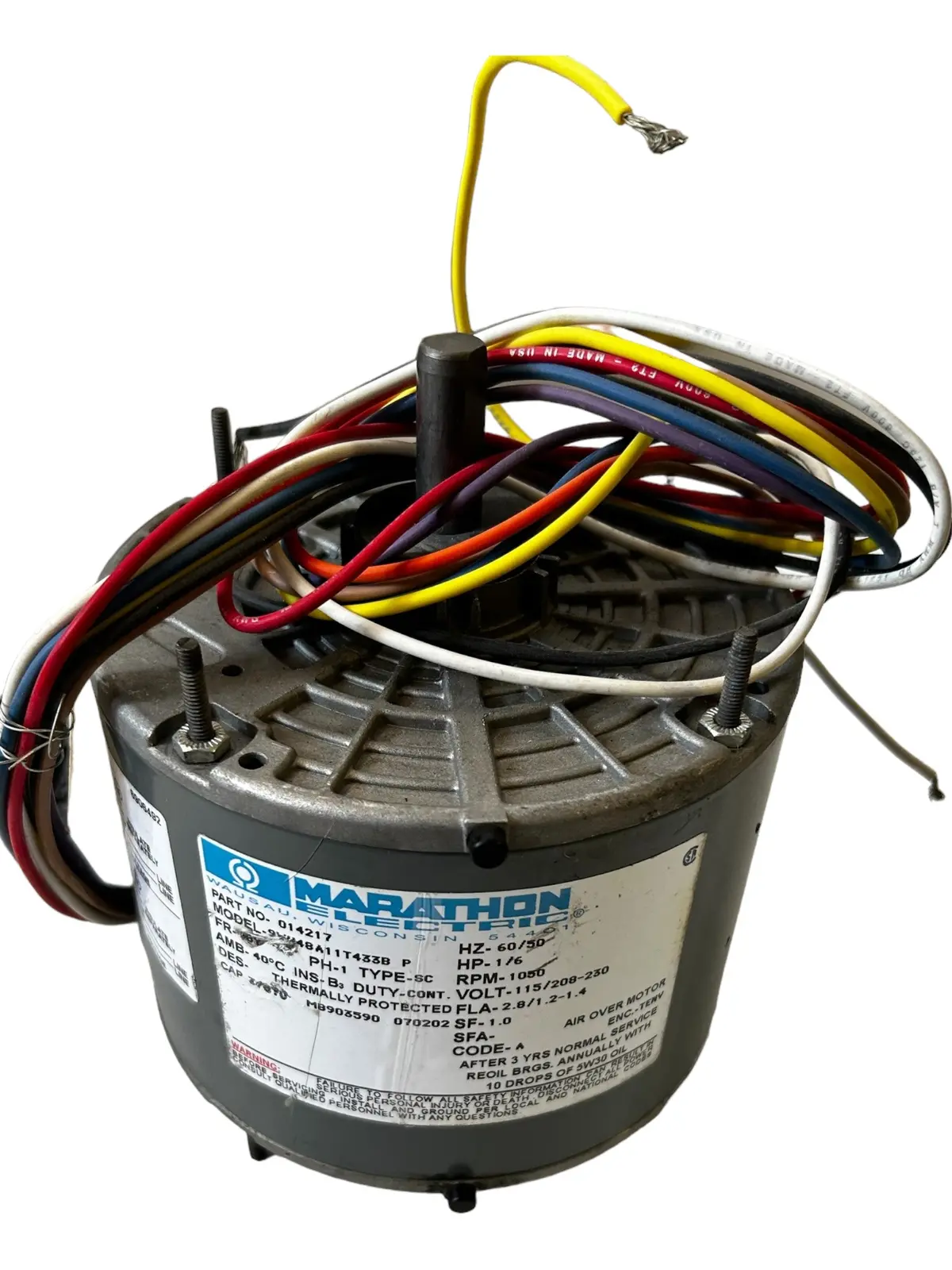 Marathon, Electric, 9Wh48a11t433b P, Motor, Hp 1/6, Hz 60, Rpm 1050 - New No Box 1