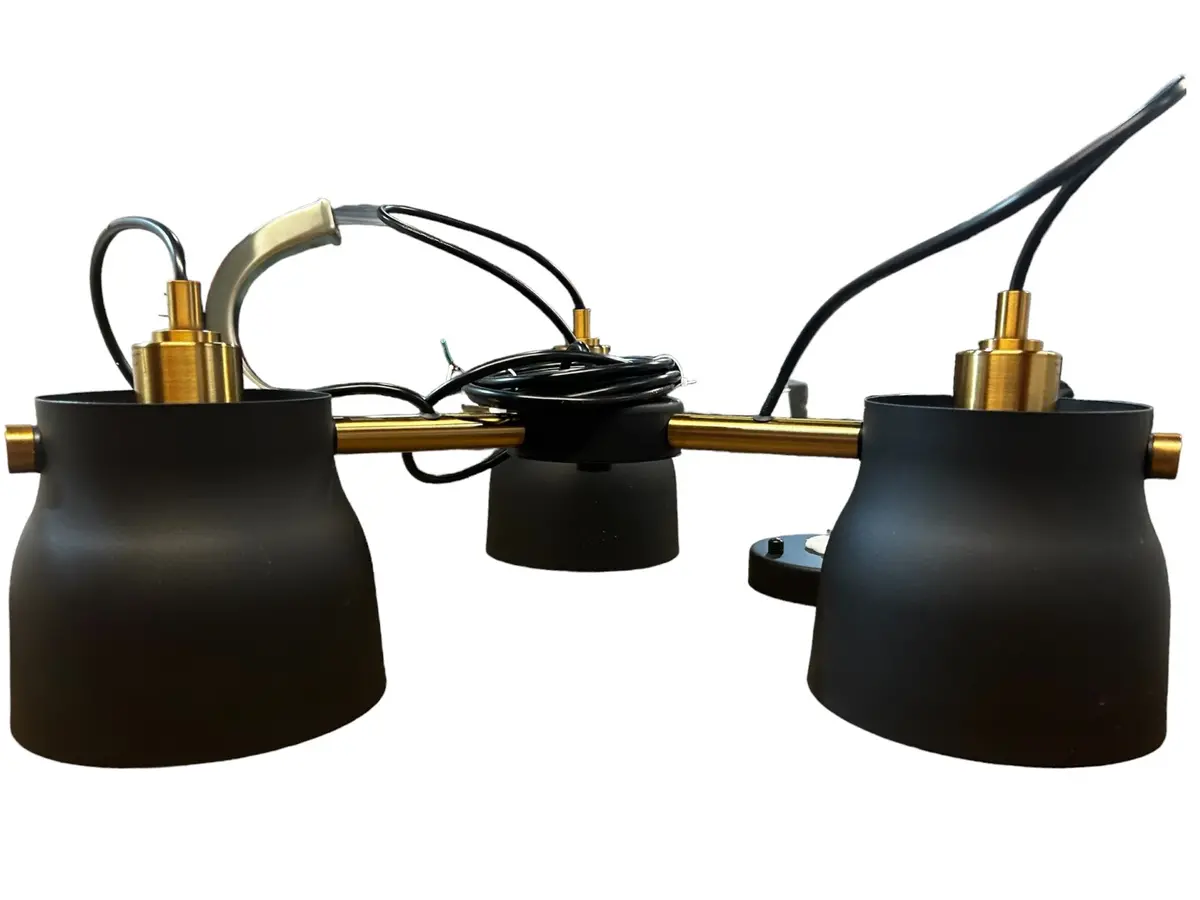 Artcraft, Ac11363vb, Euro Industrial, 3 Light, 21 Inch, Matte Black And Harvest Brass Chandelier Ceiling Light - New In Box 1