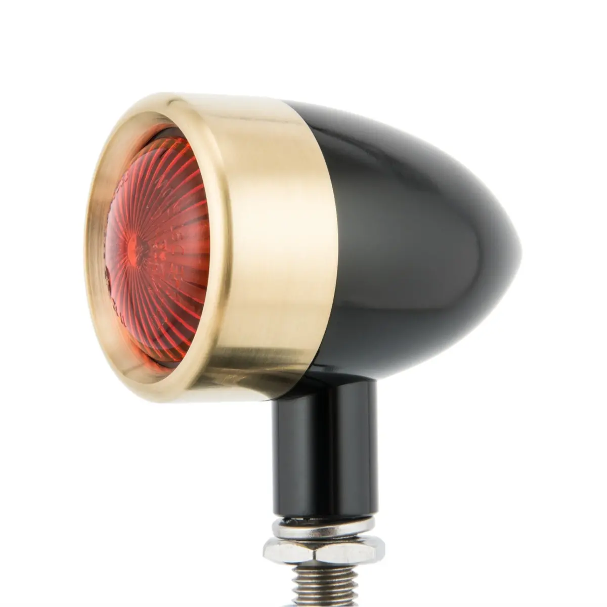 Motone Billet Turn Signals - Black With Brass Ring 2