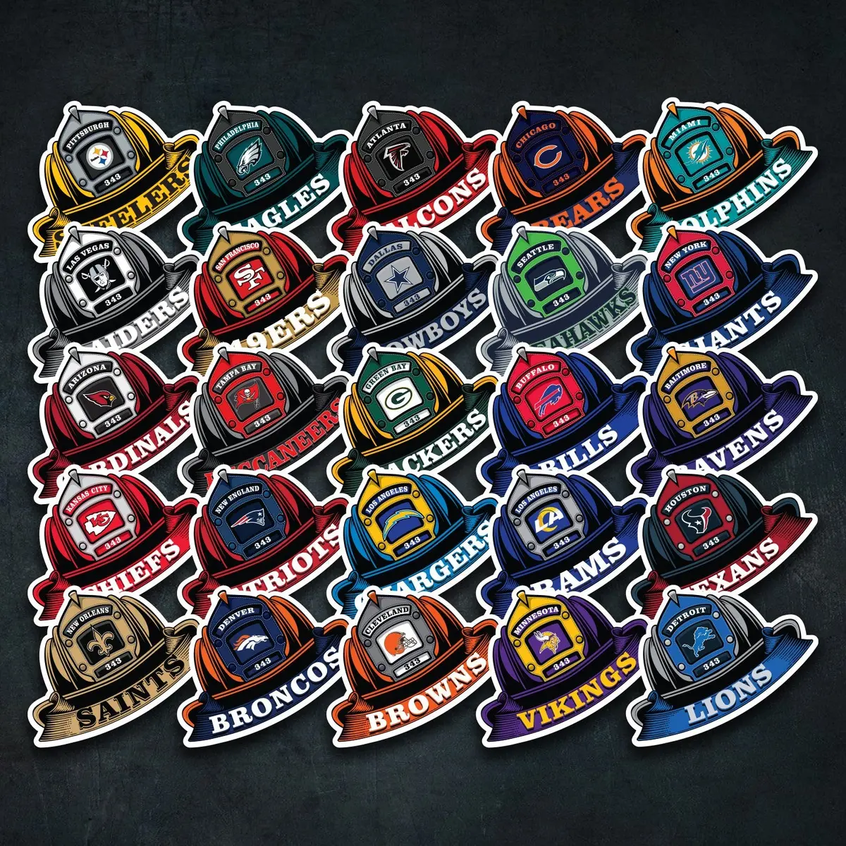 Nfl Fire Helmet Stickers - 3 Pack 25